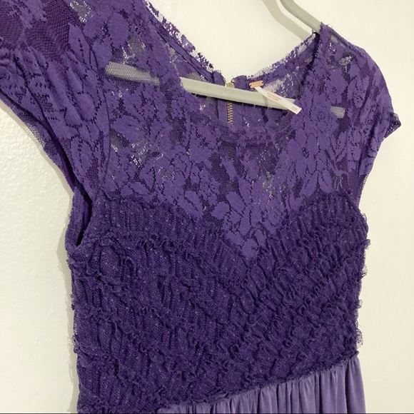 Free People Purple Lace Top Tulip Hem Corset/Bustier Maxi Dress Size XS - Picture 6 of 11